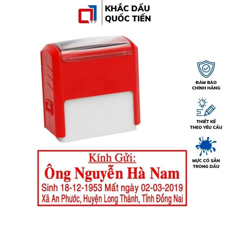 Con dấu chon người đã mất đóng trên giấy - Khắc Dấu Quốc Tiến - Công Ty TNHH Khắc Dấu Quốc Tiến